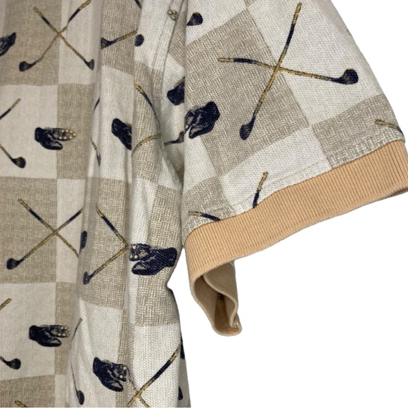 Mens Vintage St. John's Bay Cream and Tan Golfer Golf Club Polo Shirt Size XL - Picture 13 of 17